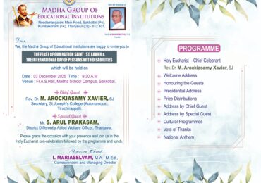 The Feast of Our Patron  Saint: St. Xavier